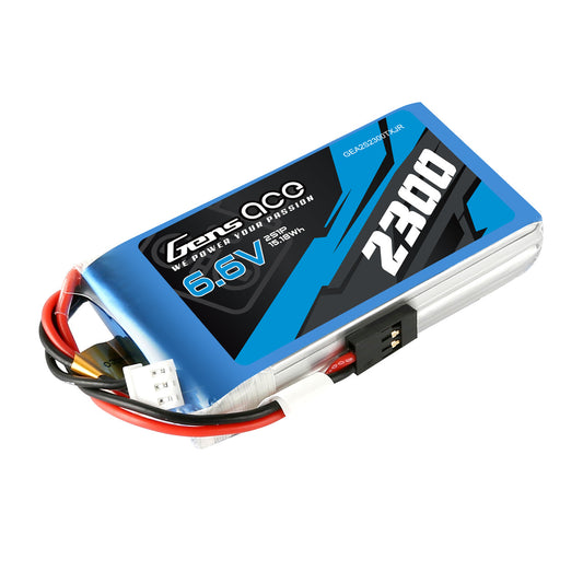 Gens ace 2300mAh 2S1P 6.6V TX LiFe Battery, Gens ace 2300mAh 6.6V 2S1P LiFe transmitter battery pack with leads and connector