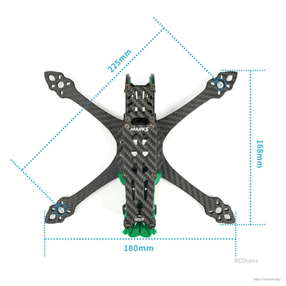 GEP-MK5X O3 Squashed X FPV Drone Frame, 225mm wheelbase, carbon fiber, MARK5 branding.
