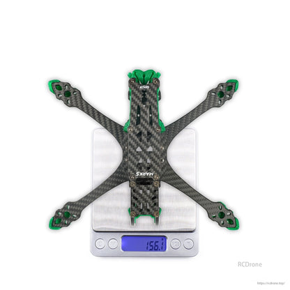 GEP-MK5X O3 Squashed X, a 225mm wheelbase, 5-inch FPV drone frame, weighs 156.1g.