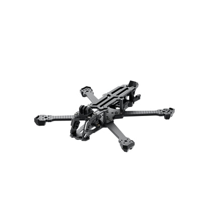 GEP-Vapor-X5 FPV Frame, GEP-Vapor-X5 carbon fiber FPV drone frame with X arms, front camera cage, and raised top plate