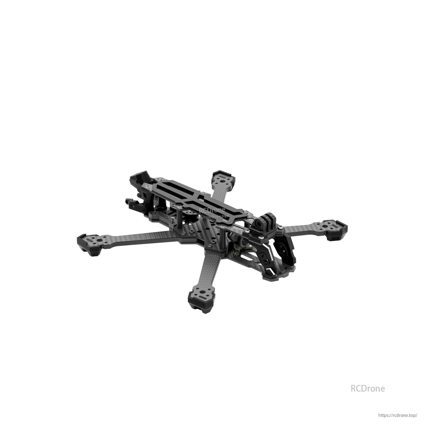 GEP-Vapor-X5 FPV Frame, GEP-Vapor-X5 FPV carbon fiber quadcopter frame with four arms, top plate, and front camera cage