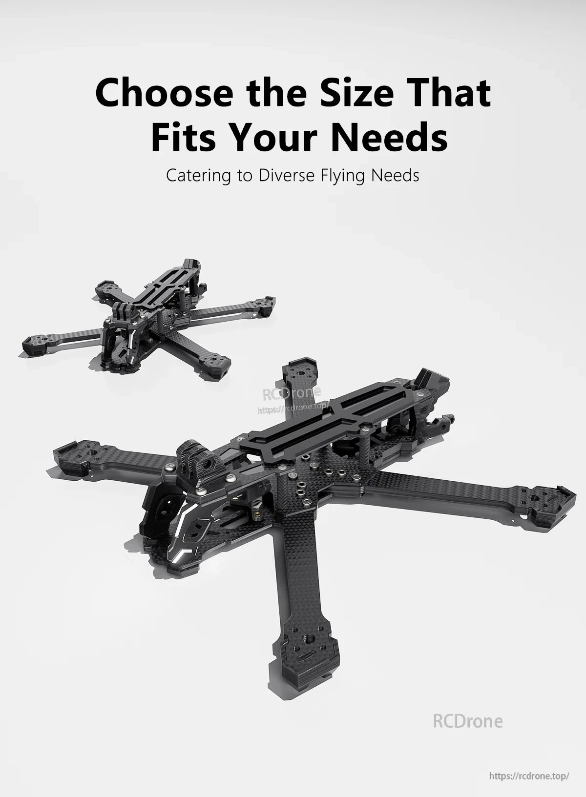 GEP-Vapor-X5 FPV Frame, Two carbon fiber FPV quadcopter frames with long arms and central stack mounts, GEP-Vapor-X5 frame