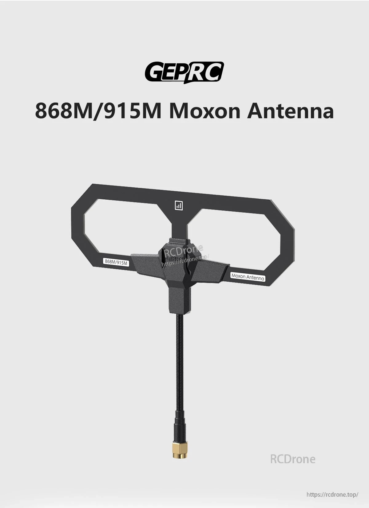 GEPRC 868M/915M Moxon antenna with dual rectangular loop elements and coax lead with gold connector
