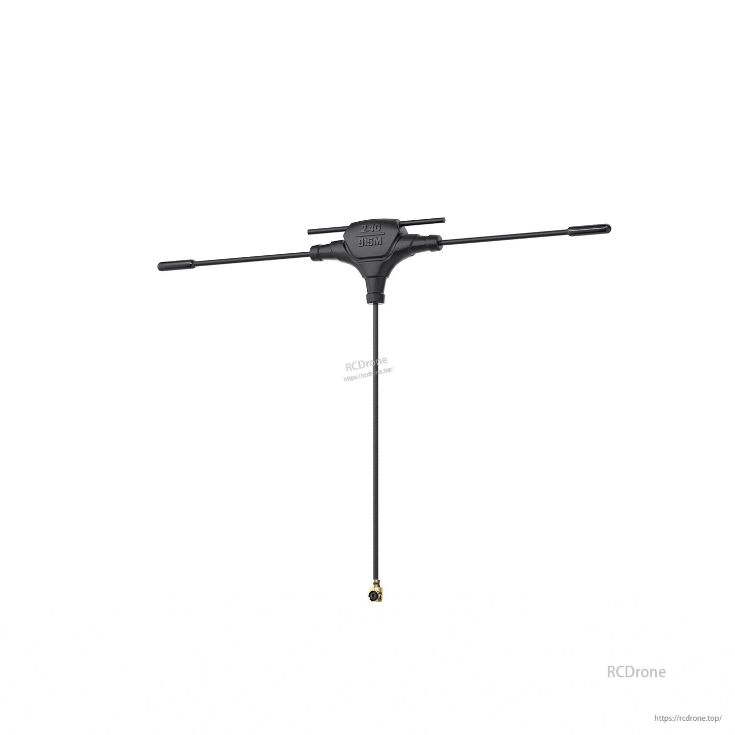 GEPRC 915M/2.4G Dual-Band T Antenna, GEPRC dual-band T antenna labeled 2.4G/915M with long coax lead and small right-angle connector