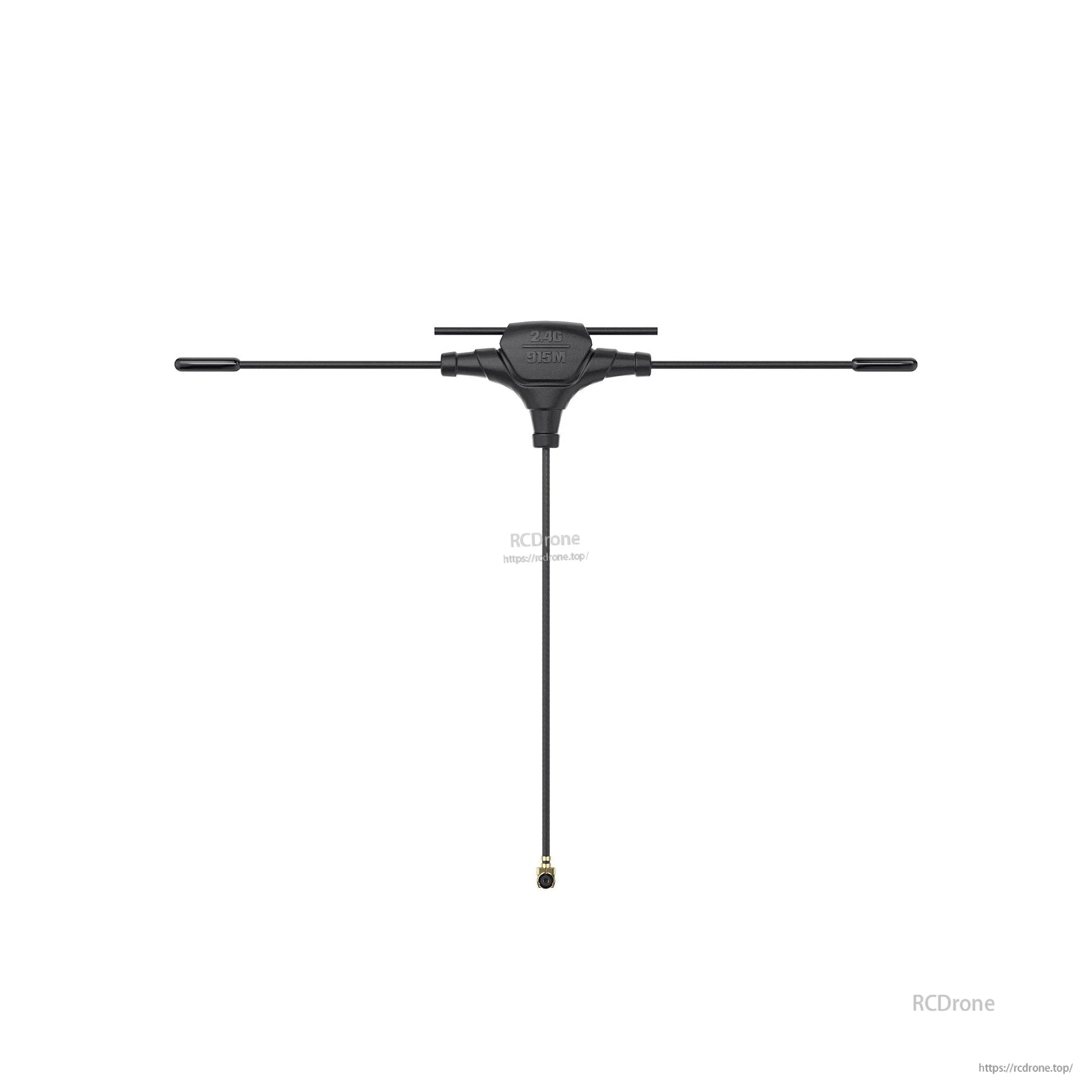 GEPRC 915M/2.4G Dual-Band T Antenna, GEPRC dual-band T antenna labeled 2.4G/915M with long horizontal elements and a coax lead with U.FL connector