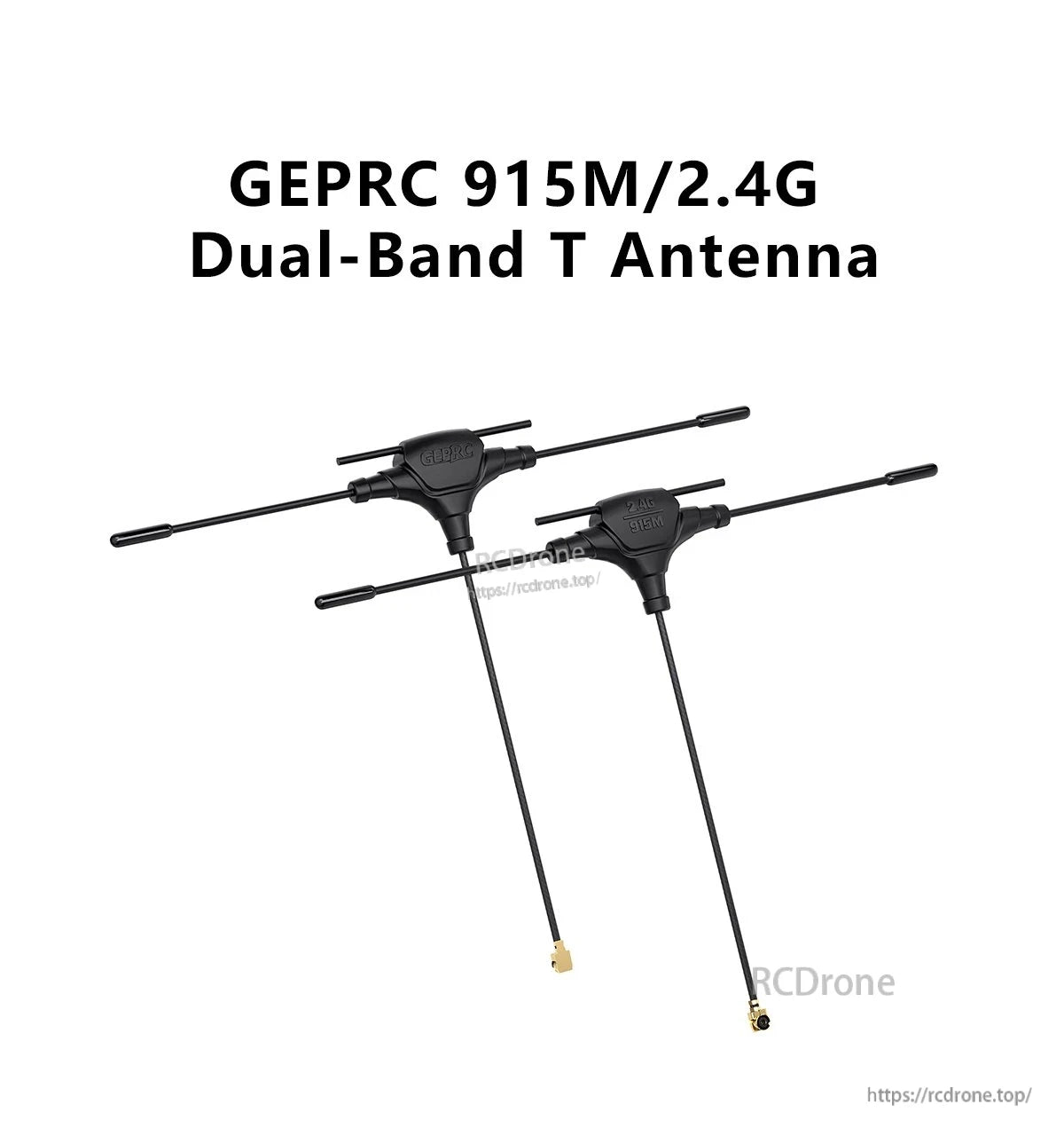 GEPRC 915M/2.4G dual-band T antenna set with two black T-style elements and long coax leads with connectors