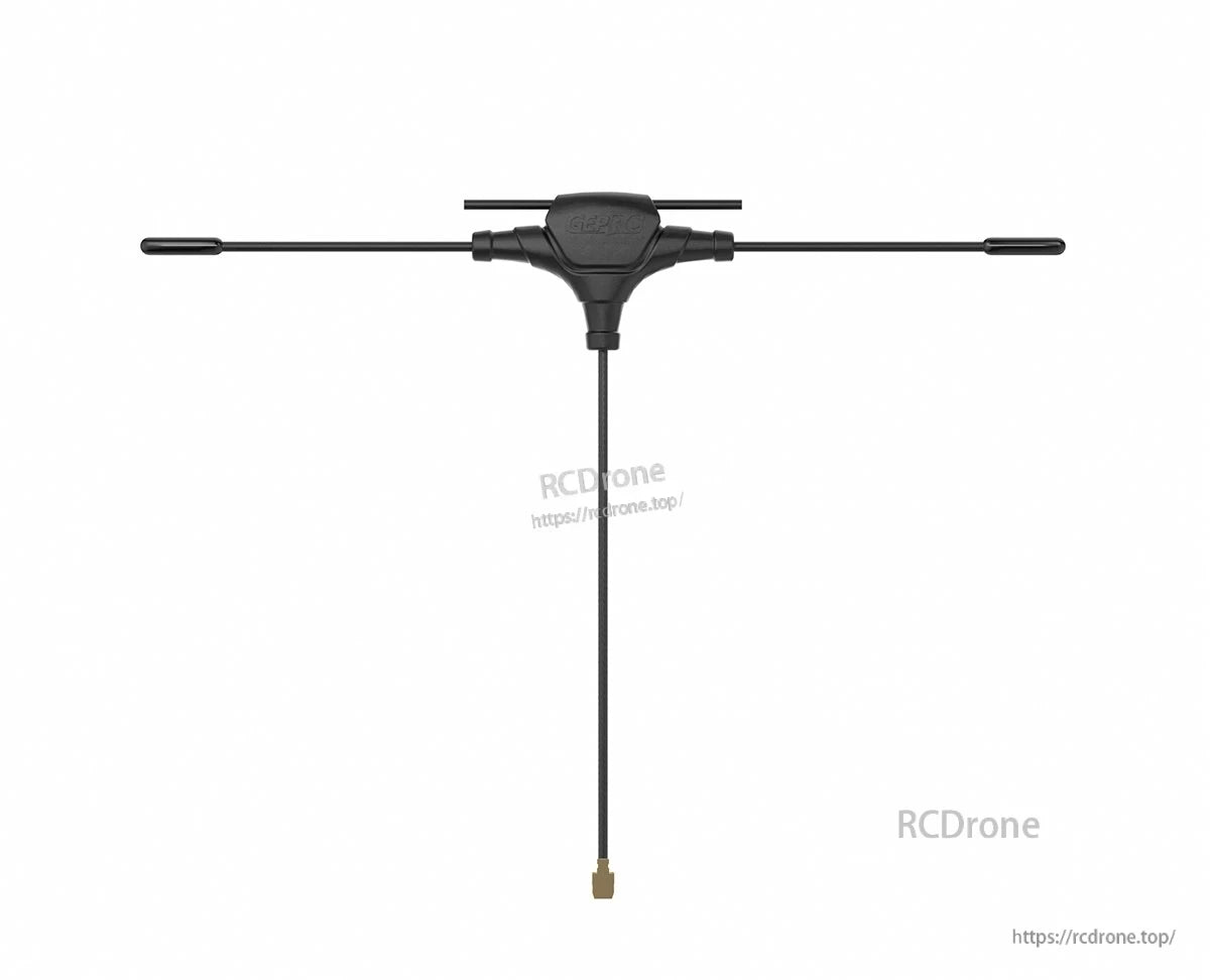 GEPRC 915M/2.4G Dual-Band T Antenna, GEPRC dual-band T antenna with horizontal arms, center housing, and coax lead with small gold connector