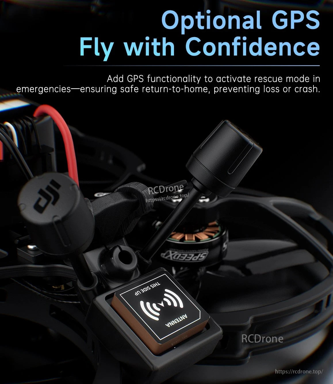 GEPRC CineLog35 V3 O4 Pro CineWhoop FPV, Optional GPS ensures confident flying, enables rescue mode for safe return, and prevents loss or crashes in emergencies.