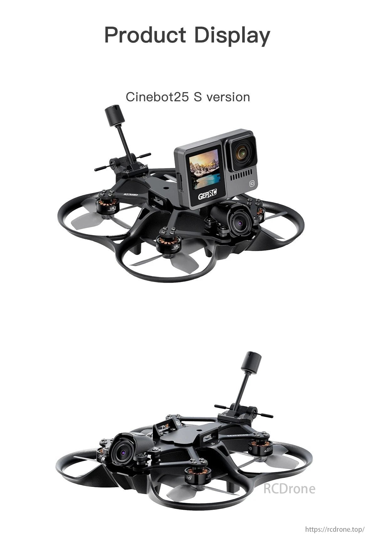 GEPRC Cinebot25 FPV Drone, The O3 anti-shake design uses silicone damping balls to reduce vibration and jello, delivering high-quality videos.