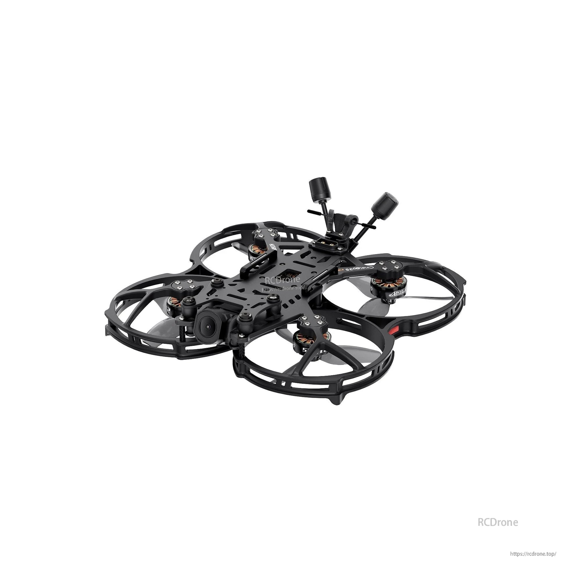 GEPRC Cinebot25 V2 O4 Pro FPV, GEPRC Cinebot25 V2 cinewhoop FPV drone with ducted prop guards, front camera, and dual rear antennas