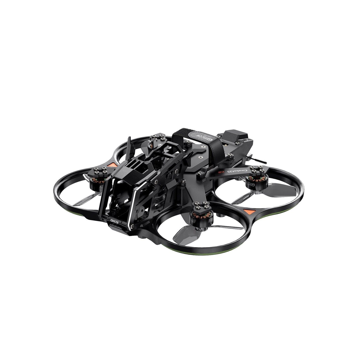 GEPRC Cinebot25 V2 WTFPV, GEPRC Cinebot25 V2 cinewhoop FPV drone with ducted prop guards, 3-blade props, and front camera mount