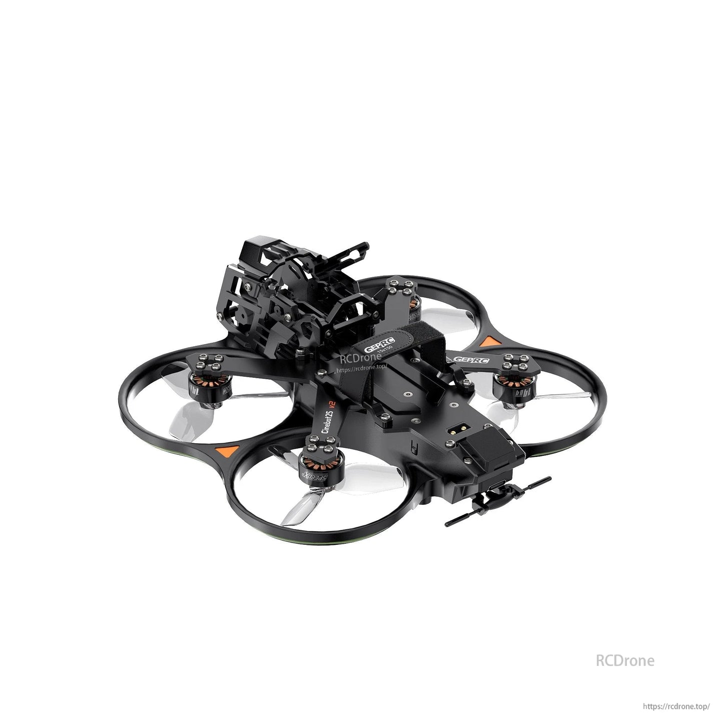 GEPRC Cinebot25 V2 WTFPV, GEPRC Cinebot25 V2 cinewhoop FPV drone with ducted prop guards, four motors, and front camera mount