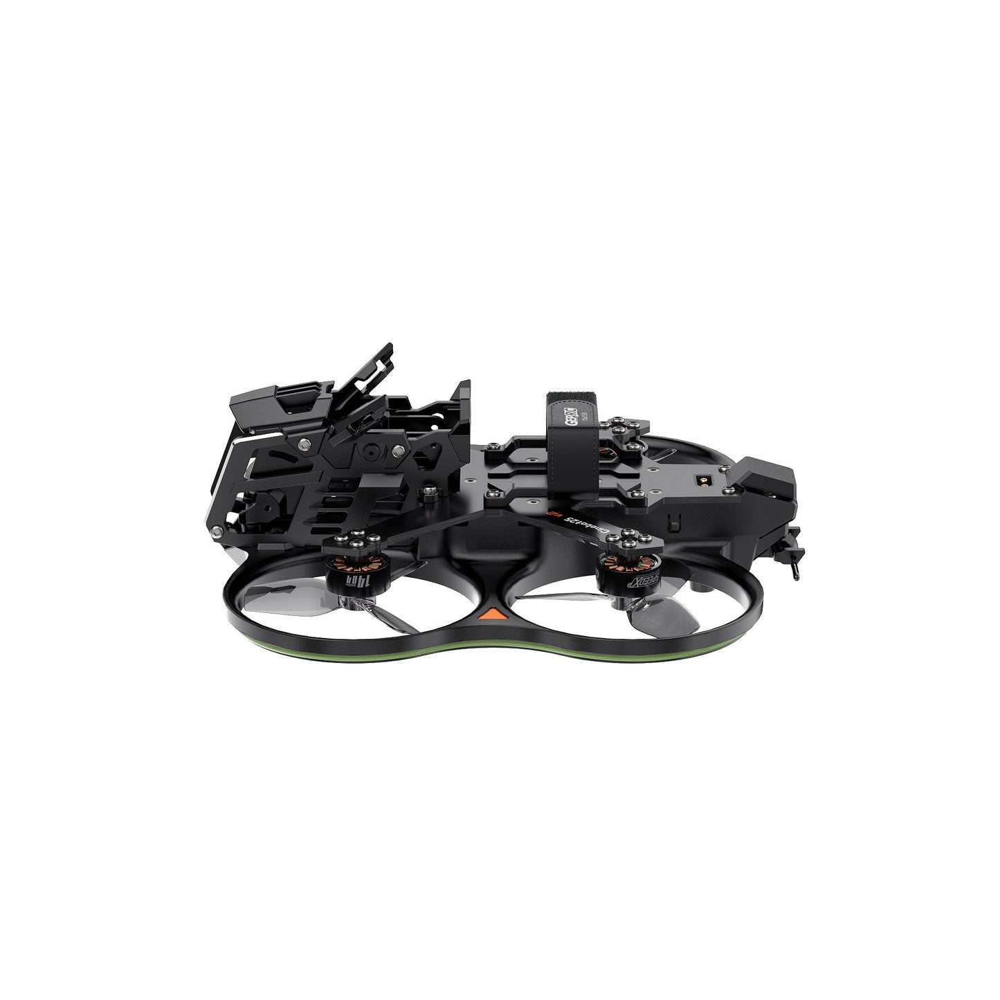 GEPRC Cinebot25 V2 WTFPV, GEPRC Cinebot25 V2 cinewhoop FPV drone with ducted prop guards, top battery strap, and front camera mount