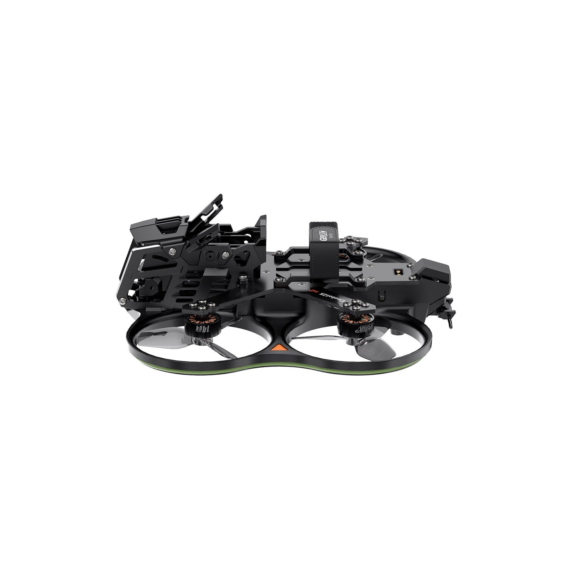 GEPRC Cinebot25 V2 WTFPV, GEPRC Cinebot25 V2 cinewhoop FPV drone with ducted prop guards, top battery strap, and front camera mount