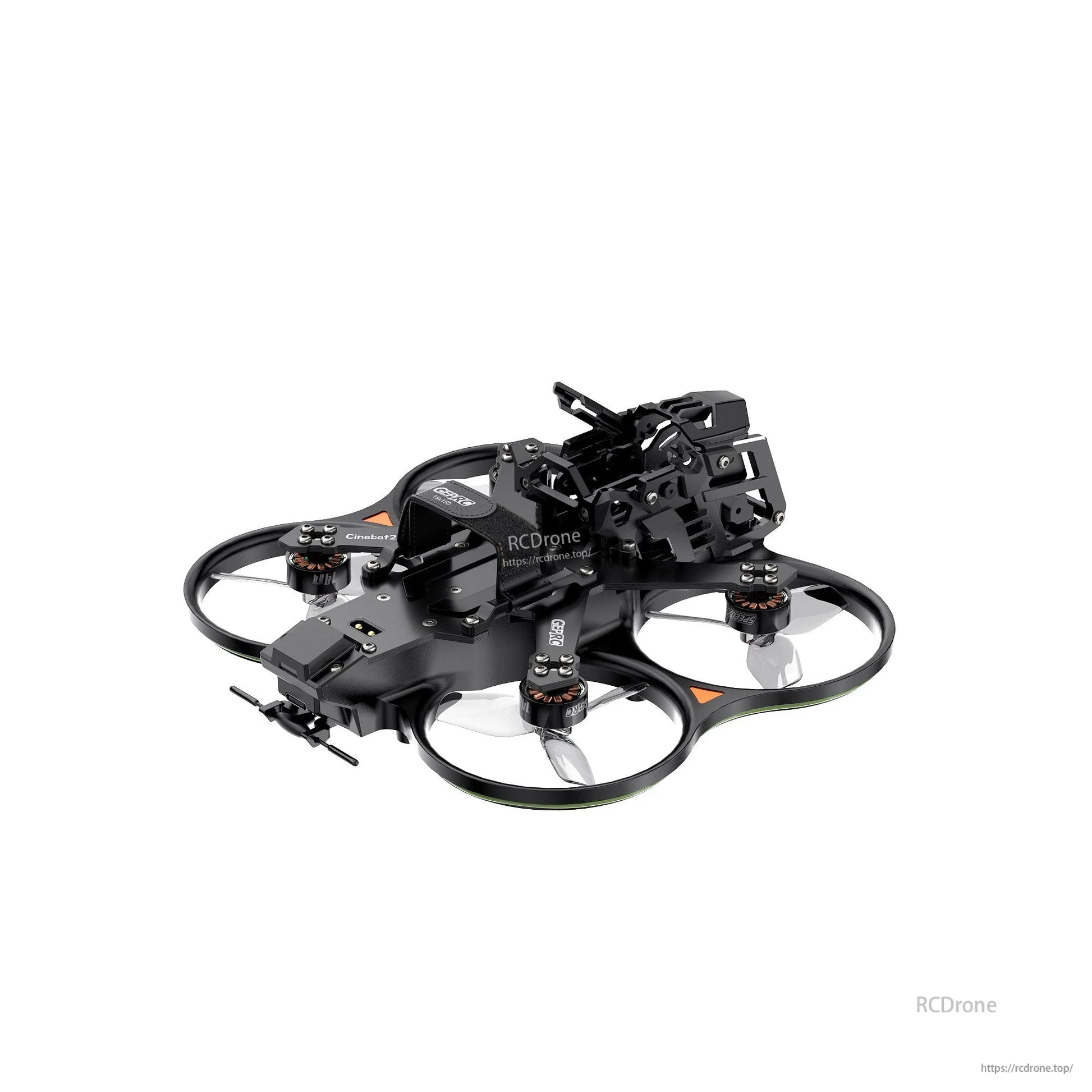 GEPRC Cinebot25 V2 WTFPV, GEPRC Cinebot25 V2 cinewhoop drone with ducted prop guards, four motors, and front camera mount cage