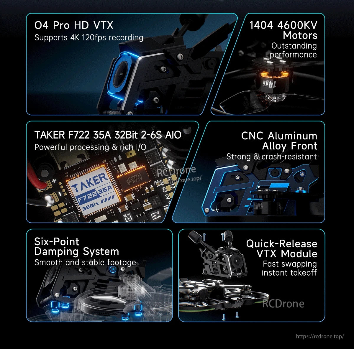 GEPRC Cinebot25 V2 WTFPV, GEPRC Cinebot25 V2 feature graphic with O4 Pro HD VTX, 1404 4600KV motors, and TAKER F722 35A 2–6S AIO