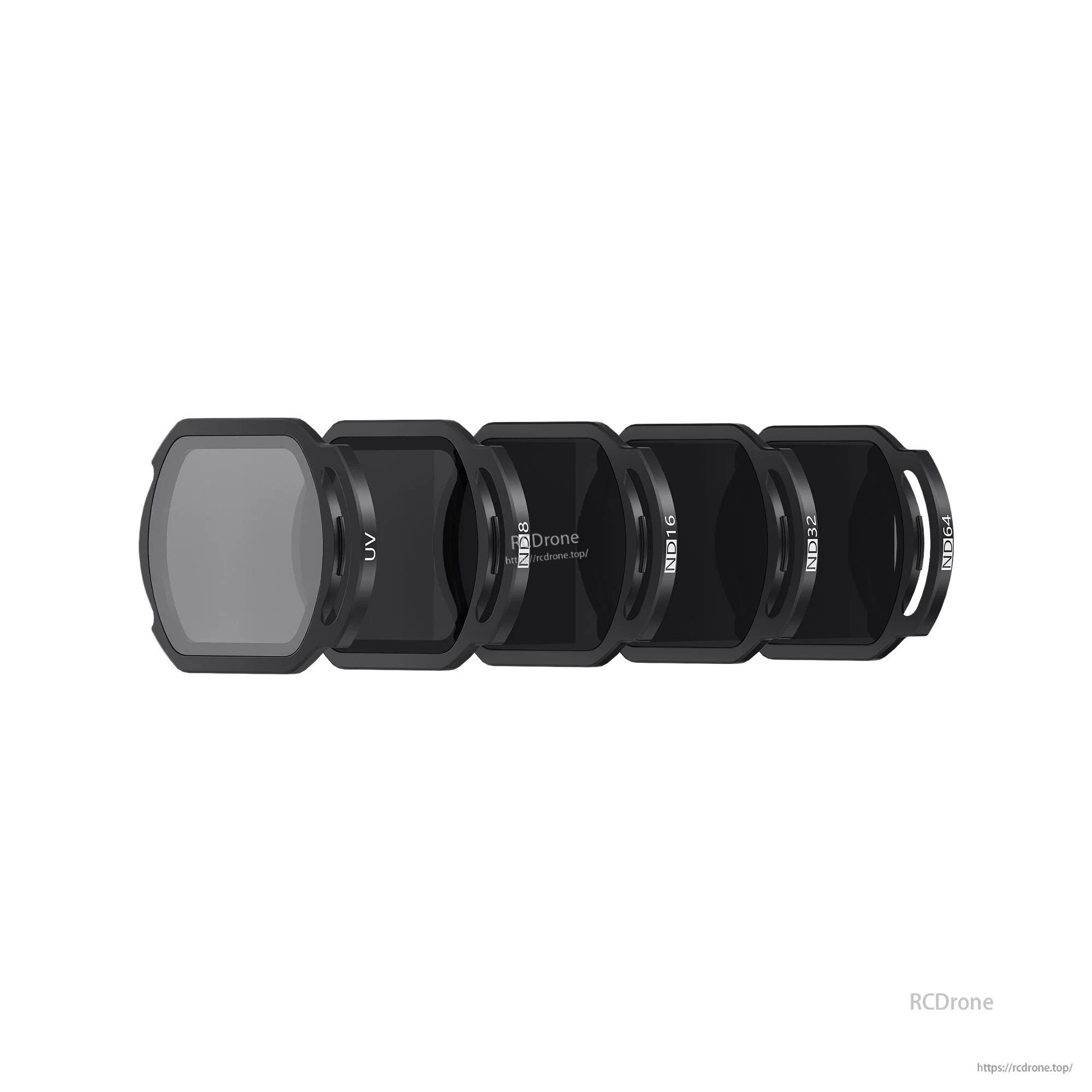 Stacked black-framed camera lens filters with multiple dark tint levels for DJI O4 Air Unit Pro