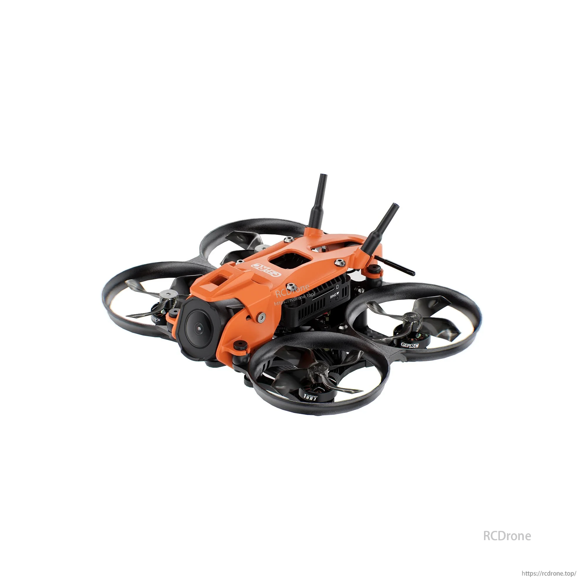 GEPRC Cinebot35 O4 Pro orange ducted FPV quadcopter with four prop guards, front camera, and antennas