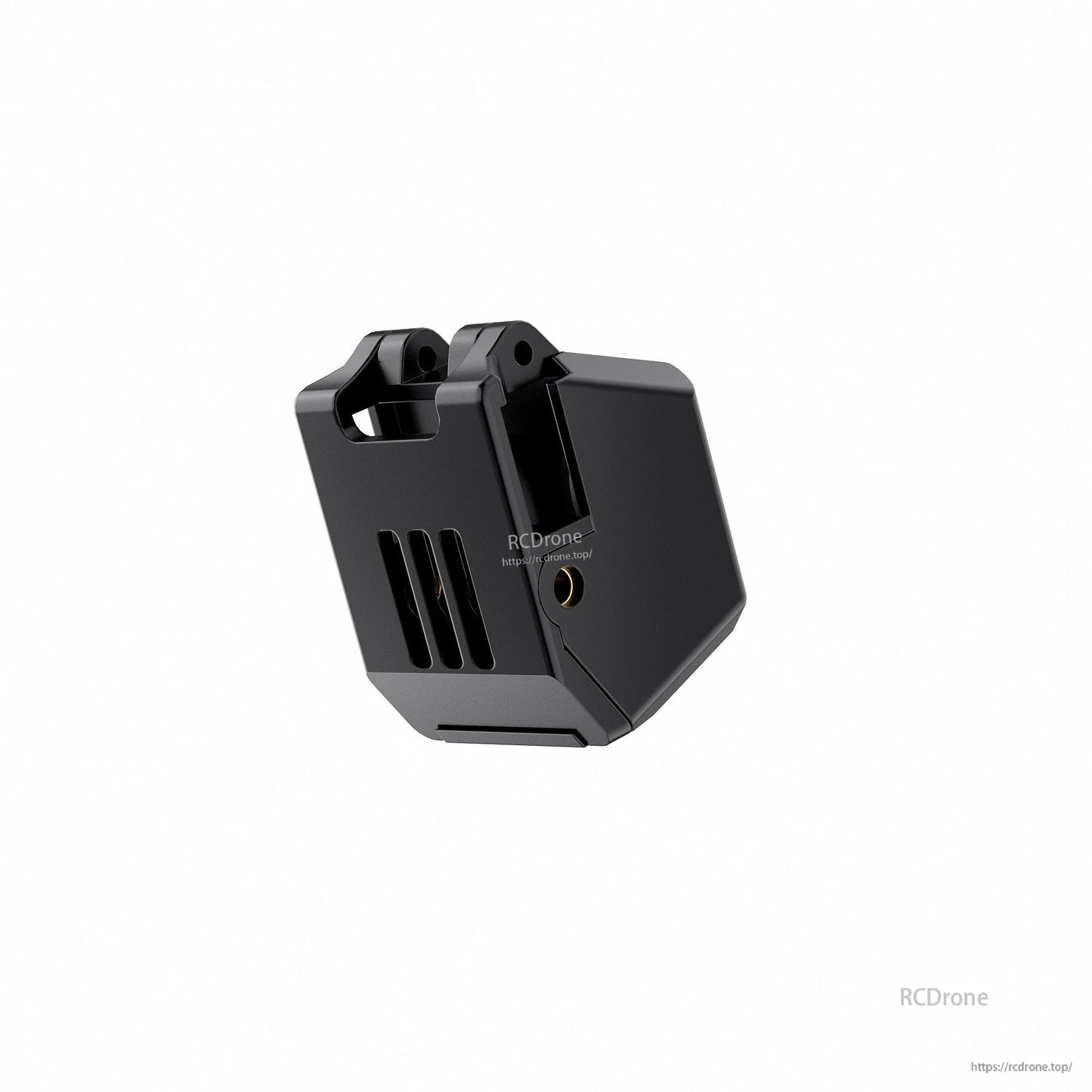 Black GEPRC DJI O4 Air Unit camera module housing with 14x14 mount ears, vent slots, and side screw insert