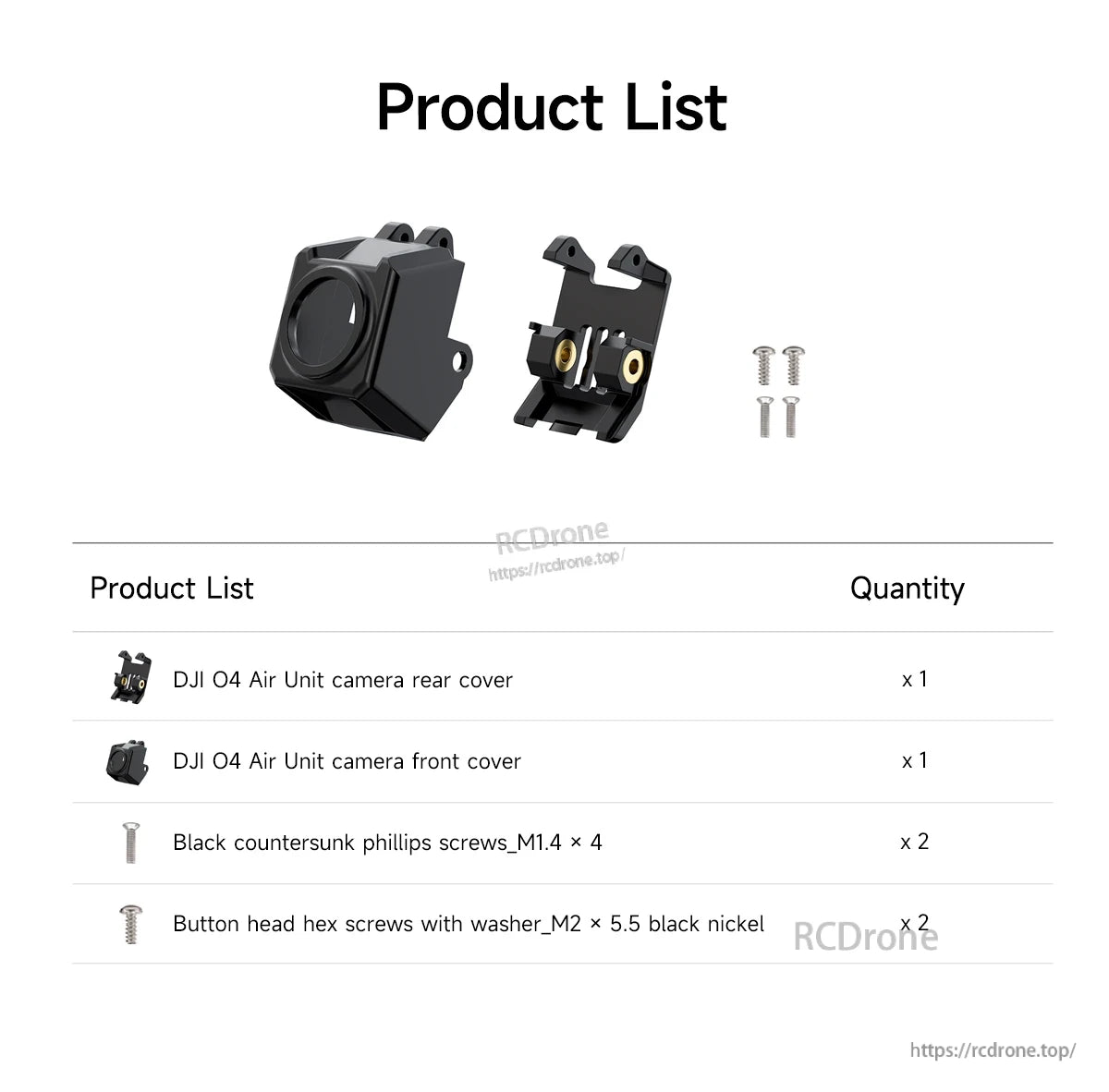 GEPRC DJI O4 Air Unit camera module housing kit with front and rear covers and four mounting screws