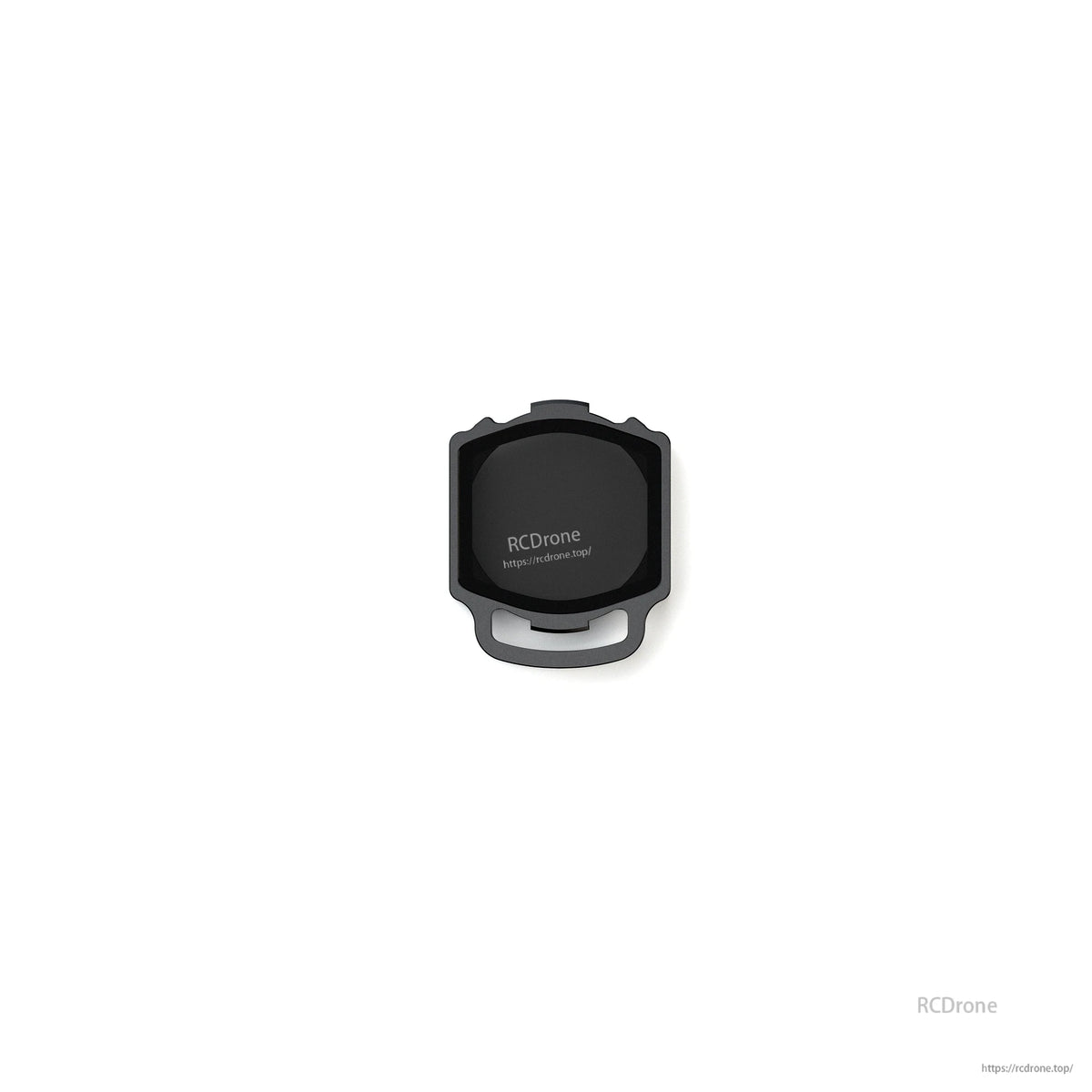Front view of dark-tinted lens filter with RCDrone marking and lower pull tab
