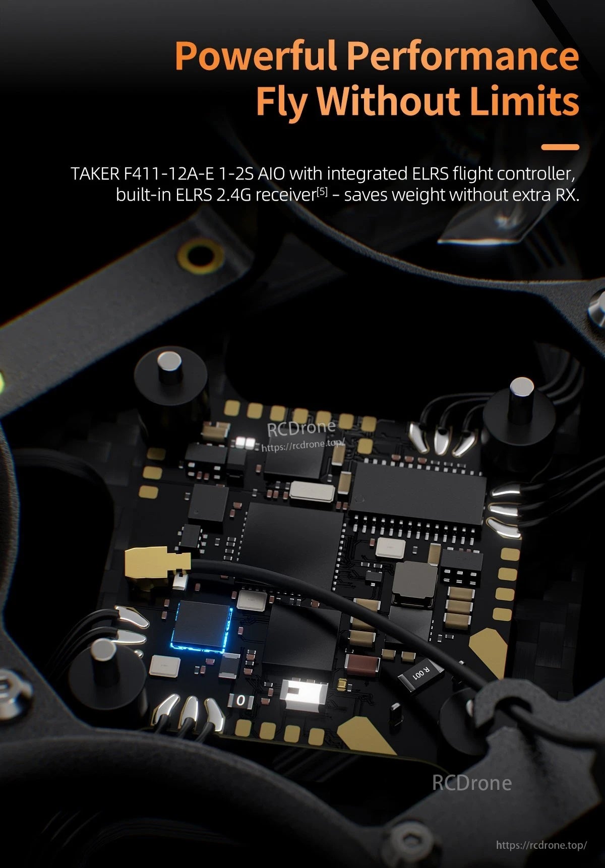 GEPRC DarkStar16 O4 Pro TinyWhoop FPV, TAKER F411-12A-E 1-2S AIO with ELRS offers lightweight, powerful flight performance.