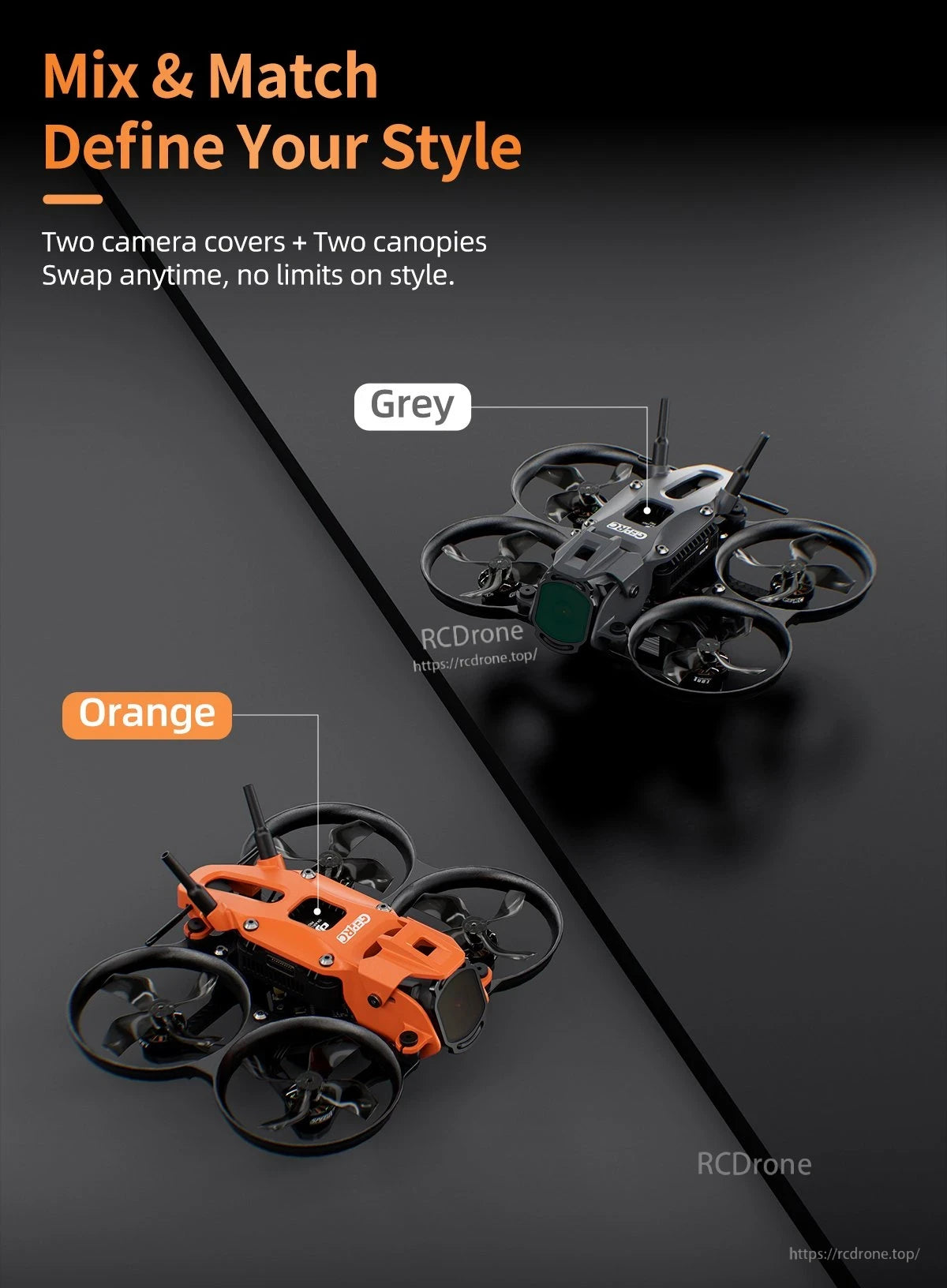 GEPRC DarkStar16 O4 Pro WTFPV, Customize your drone with interchangeable parts and accessories freely