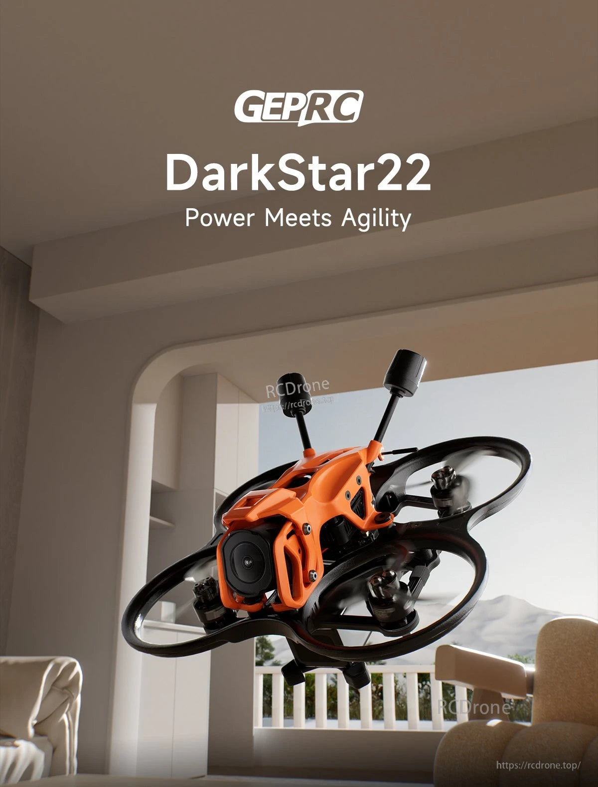 GEPRC DarkStar22 O4 Pro CineWhoop FPV, Product list includes O4 Pro ELRS 2.4G version with accessories such as drone, props, battery pad, and tools.