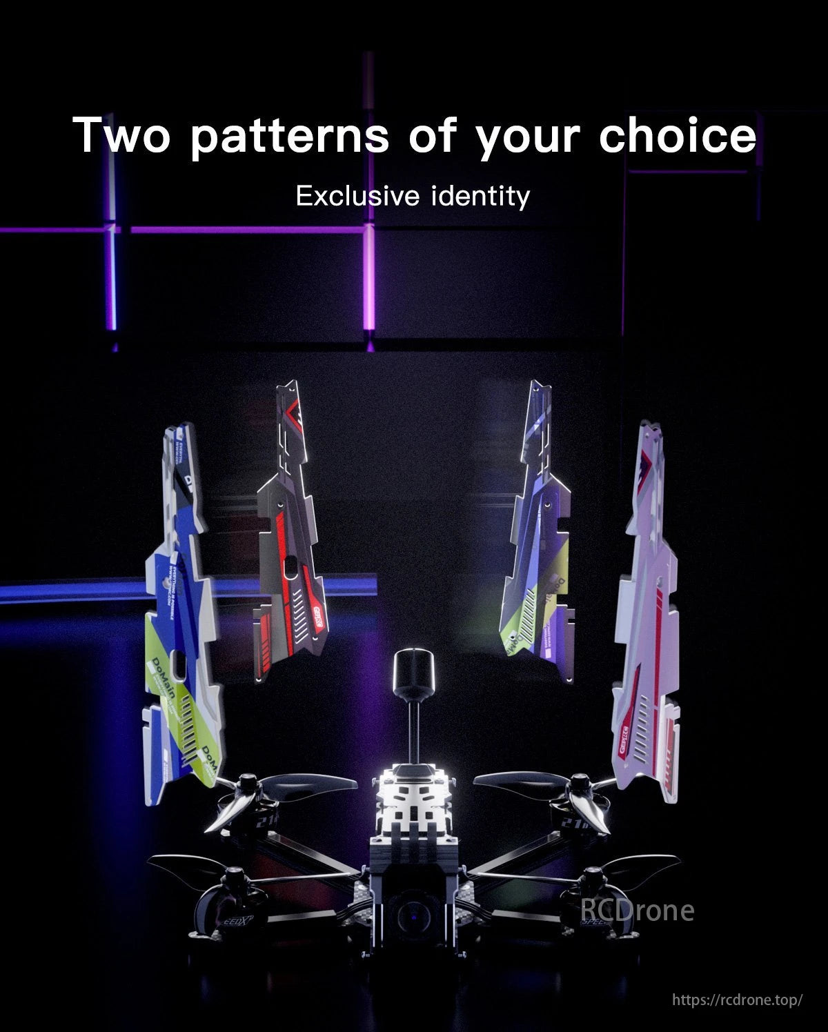 GEPRC Domain 3.6 Freestyle FPV, "FPV drone with customizable patterns and exclusive identity options."