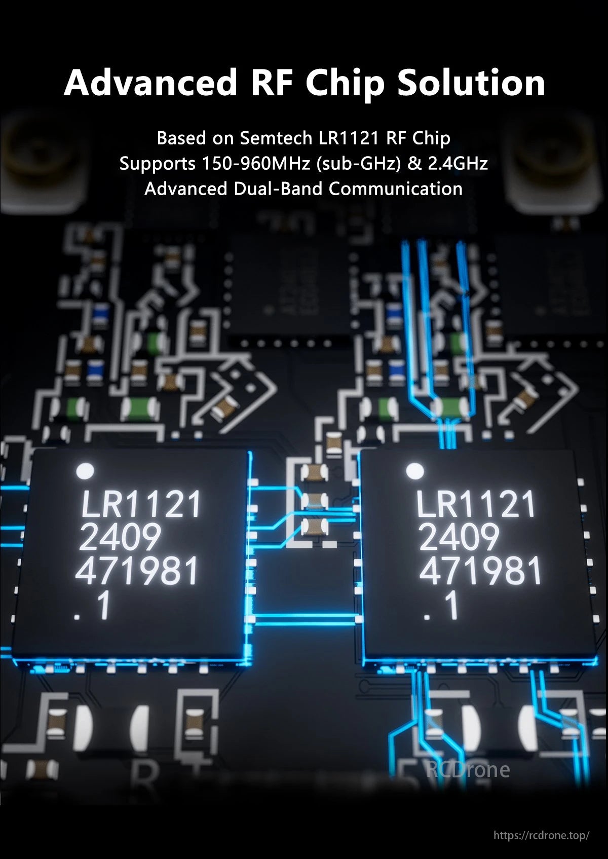 GEPRC ELRS 915M/2.4G Gemini Xrossband Receiver, GEPRC ELRS receiver for FPV drone with dual-band and high-frequency features