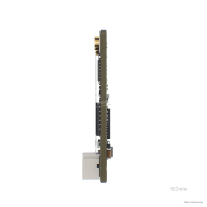 GEPRC ELRS 915M/2.4G C3 Gemini Xrossband Receiver, Side view of GEPRC ELRS Gemini Xrossband receiver board with stacked PCB design and pin header connectors