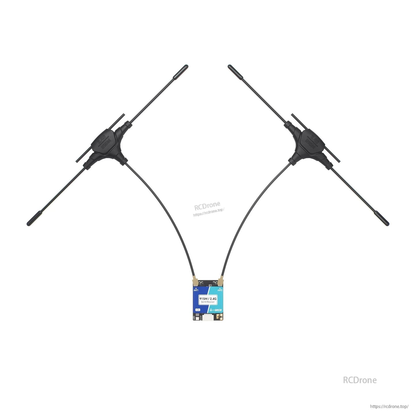 GEPRC ELRS 915M/2.4G C3 Gemini Xrossband Receiver, GEPRC ELRS C3 Gemini 915M/2.4G receiver board with two U.FL antenna leads and dual cross antennas