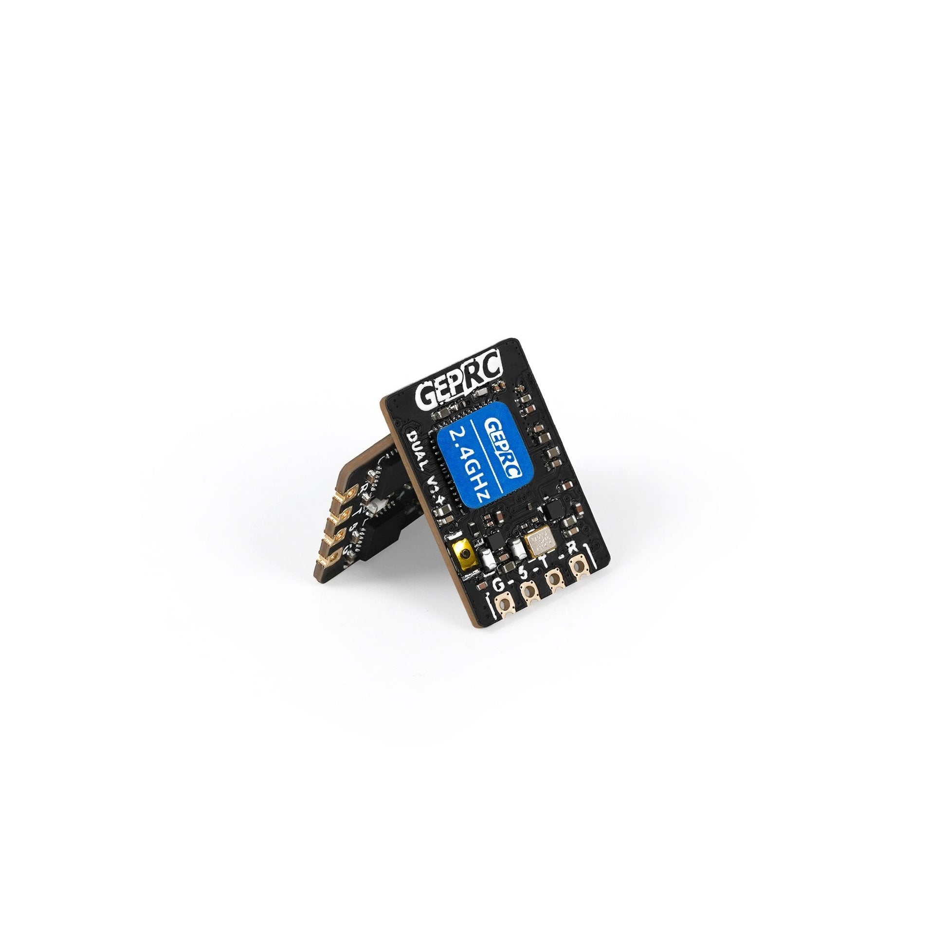 GEPRC ELRS DUAL 2.4G Diversity Receiver, GEPRC 2.4GHz ELRS dual diversity receiver PCB set with GEPRC module label, u.FL antenna connector and solder pads