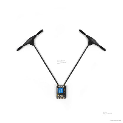 GEPRC ELRS DUAL 2.4G Diversity Receiver, GEPRC ELRS dual 2.4GHz diversity receiver board with two long antennas labeled 2.4GHz
