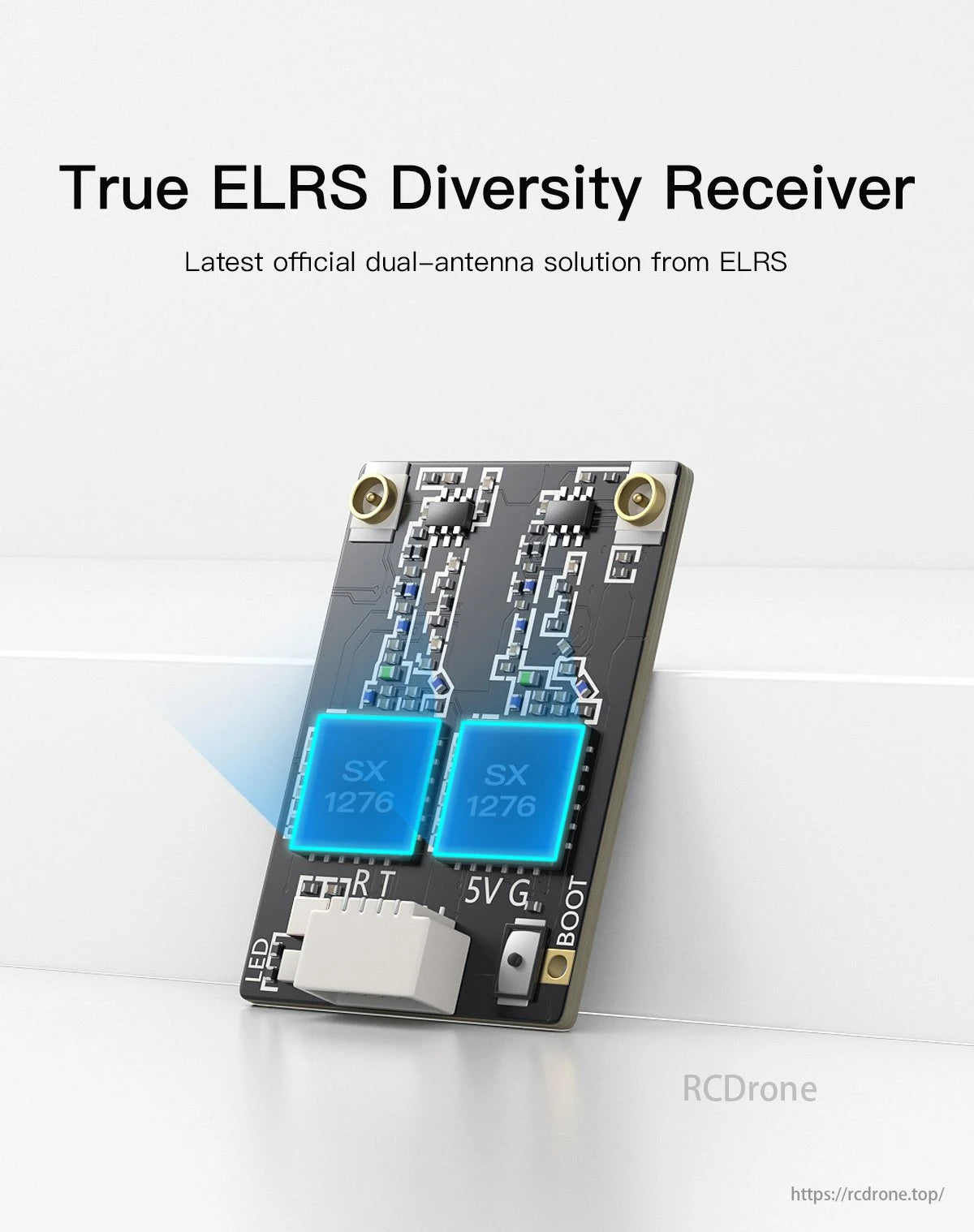 GEPRC ELRS DUAL 915M / 868M Receiver, True ELRS diversity receiver features official dual-antenna solution for reliable communication.