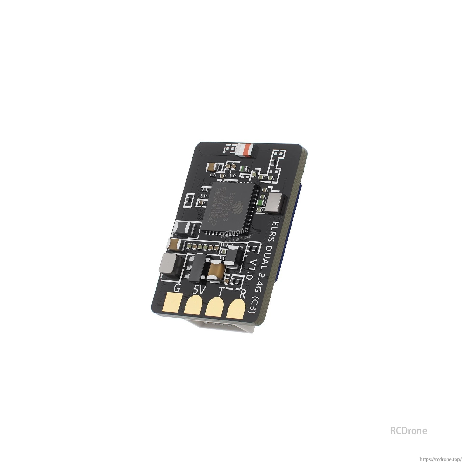 GEPRC ELRS Dual 2.4G nano receiver board with ESP32 chip and G/5V/T/R solder pads
