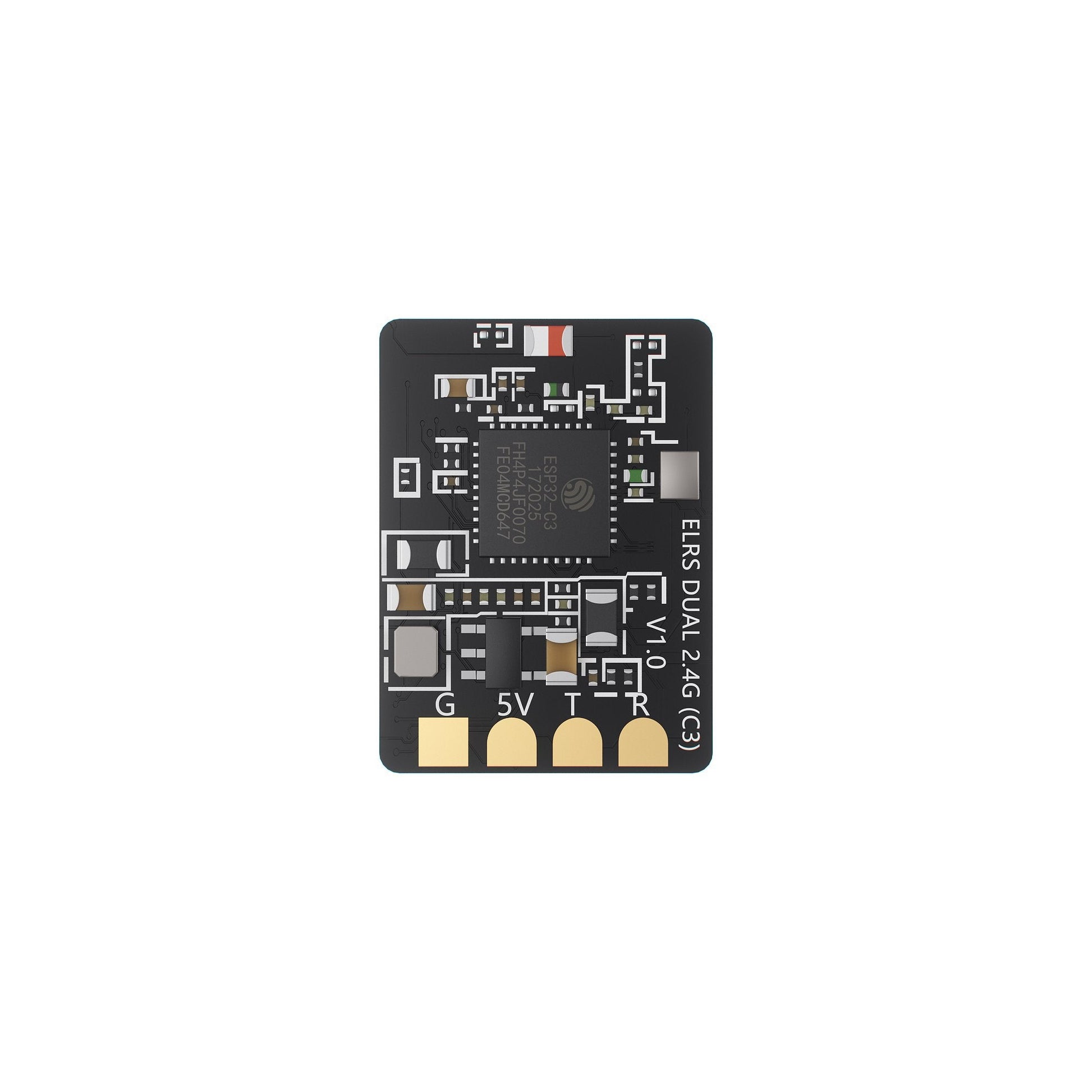 GEPRC ELRS Dual 2.4G (C3) nano receiver board with ESP32-C3 chip and G/5V/T/R solder pads