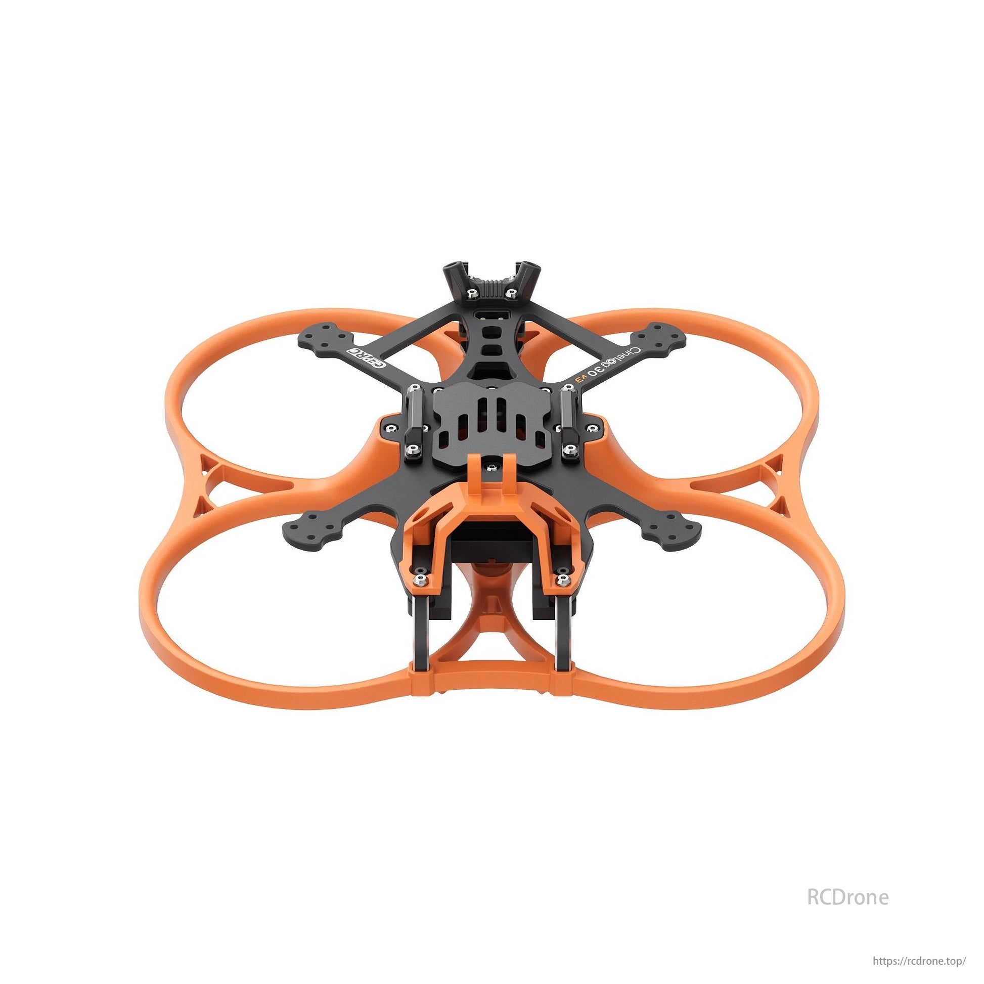 GEPRC GEP-CL30 V3 drone frame features orange arms, black center, and compact design for FPV racing.