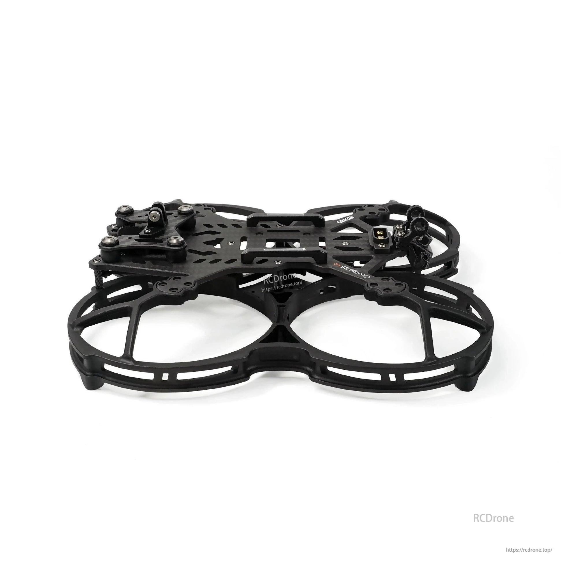GEPRC GEP-CL35 V2 FPV Frame, GEPRC CineLog35 V2 FPV frame with 3.5-inch prop guards, black carbon plates, and mounting hardware
