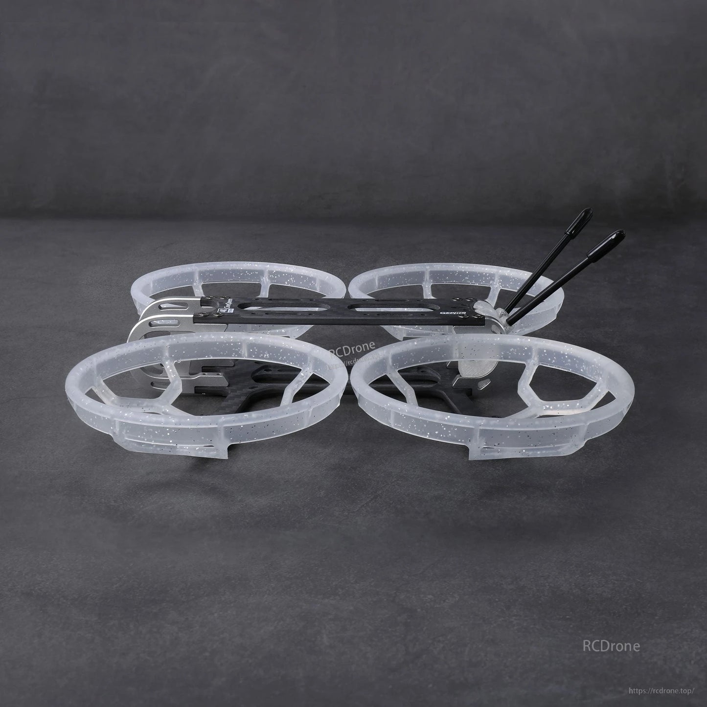 GEPRC GEP-CQ 3-inch FPV frame with carbon fiber plates and four translucent prop guard ducts