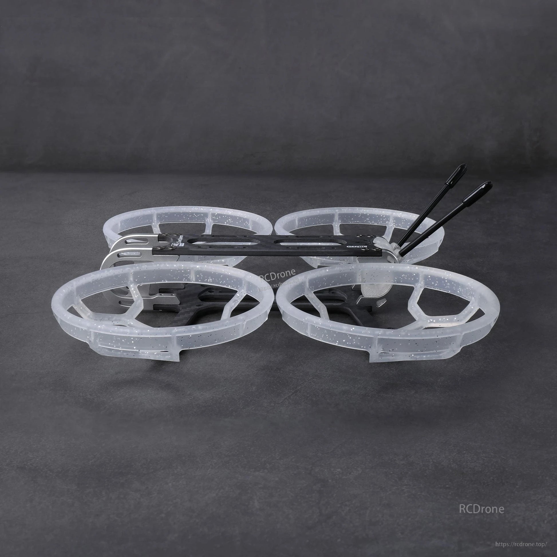 GEPRC GEP-CQ 3-inch FPV frame with carbon fiber plates and four translucent prop guard ducts