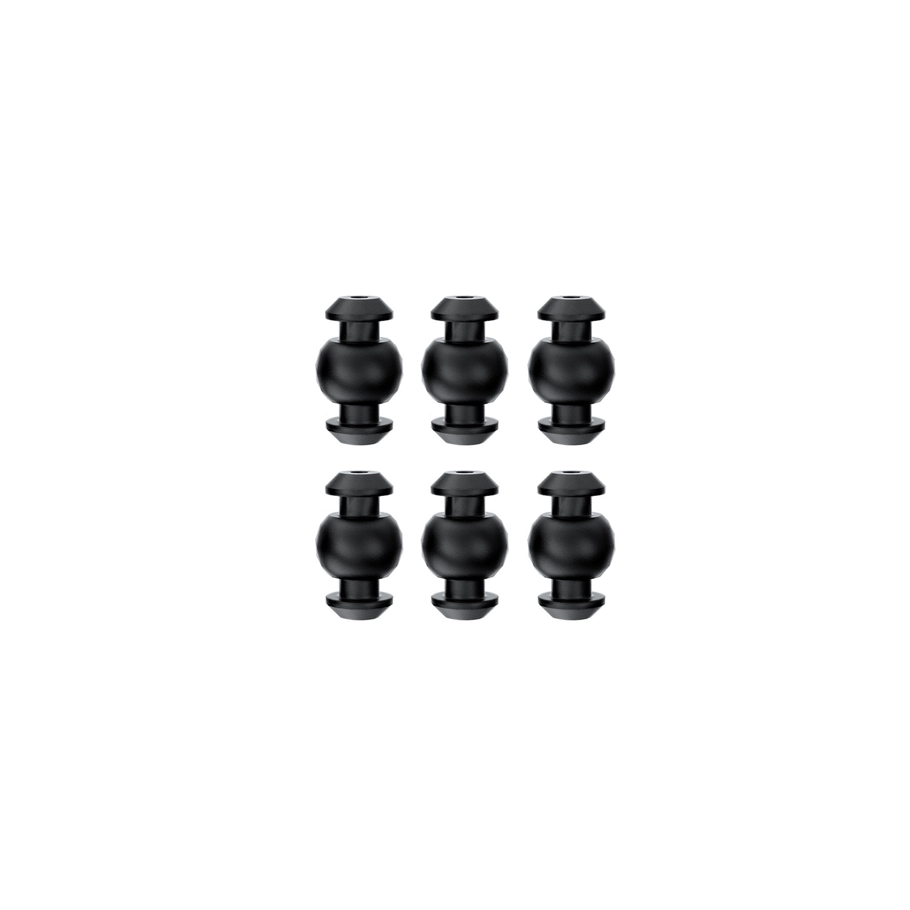 Six black GEPRC silicone camera damping balls for gimbal anti-vibration mounting, arranged in two rows