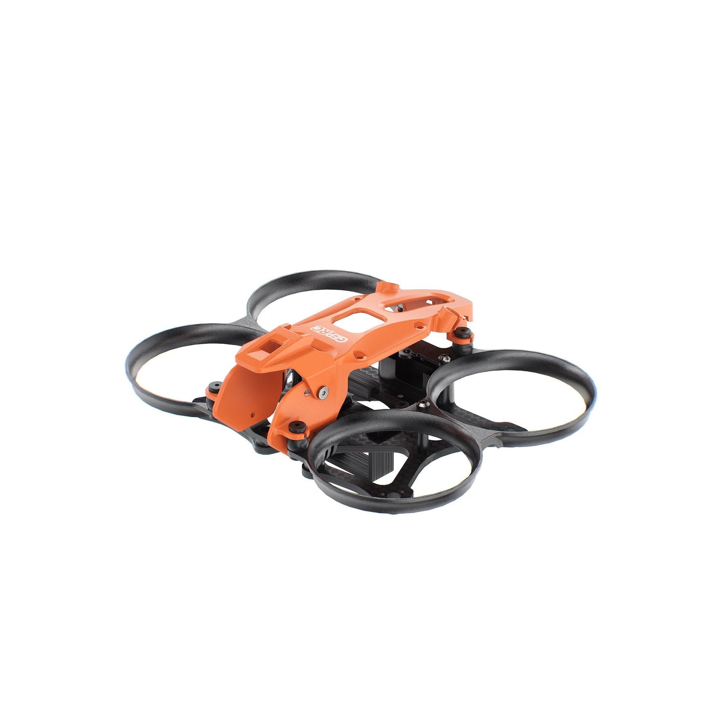 GEPRC GEP-DS16 FPV frame with orange canopy and four ducted prop guards on a compact carbon chassis