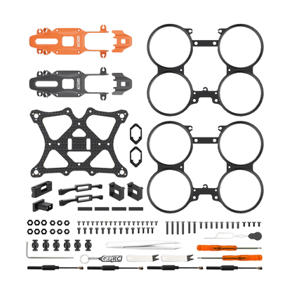 GEPRC GEP-DS16 FPV frame kit with carbon fiber plates, duct guards, plastic canopies, screws and tools