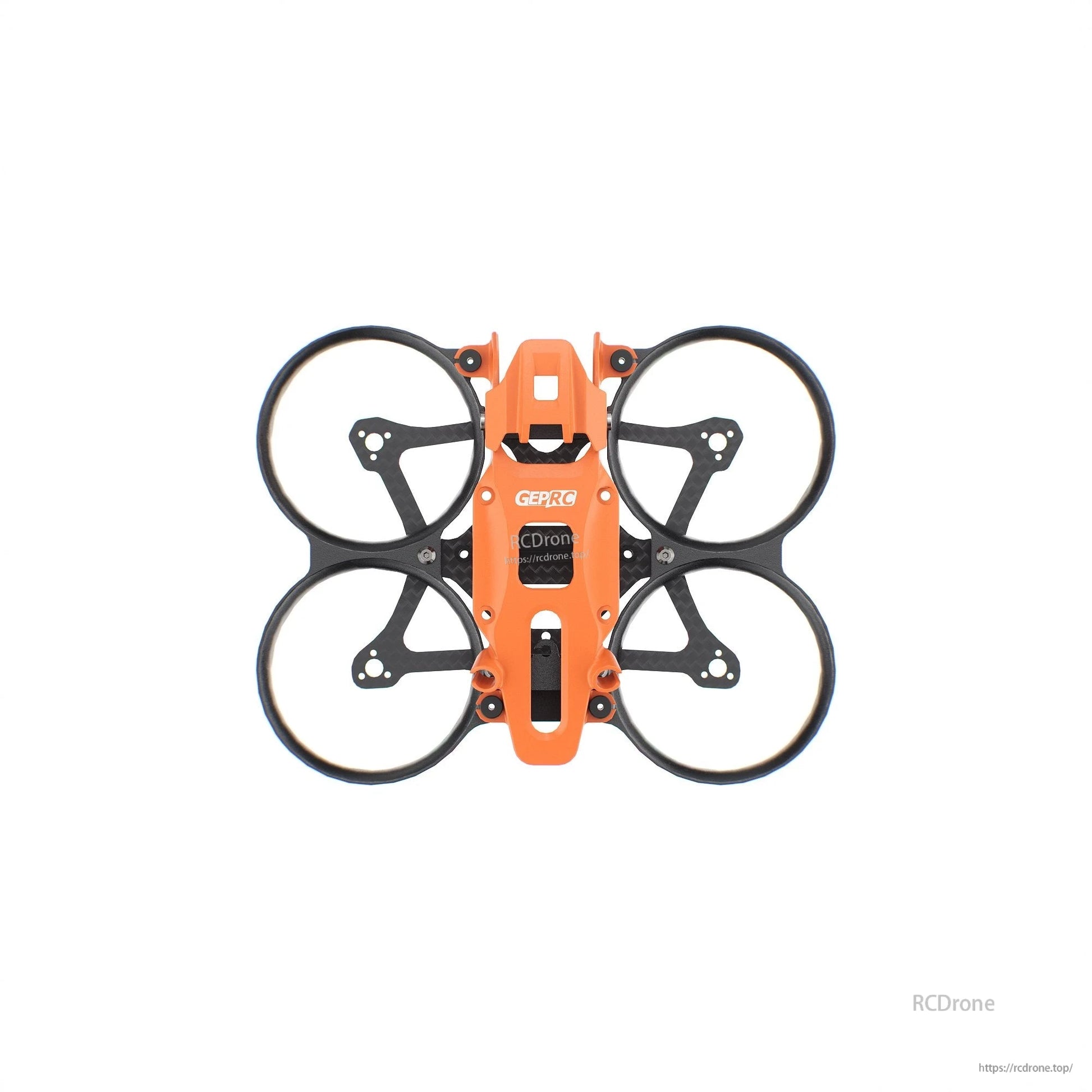 GEPRC GEP-DS16 FPV Frame, GEPRC GEP-DS16 FPV drone frame with orange center canopy, carbon arms, and four ducted prop guards