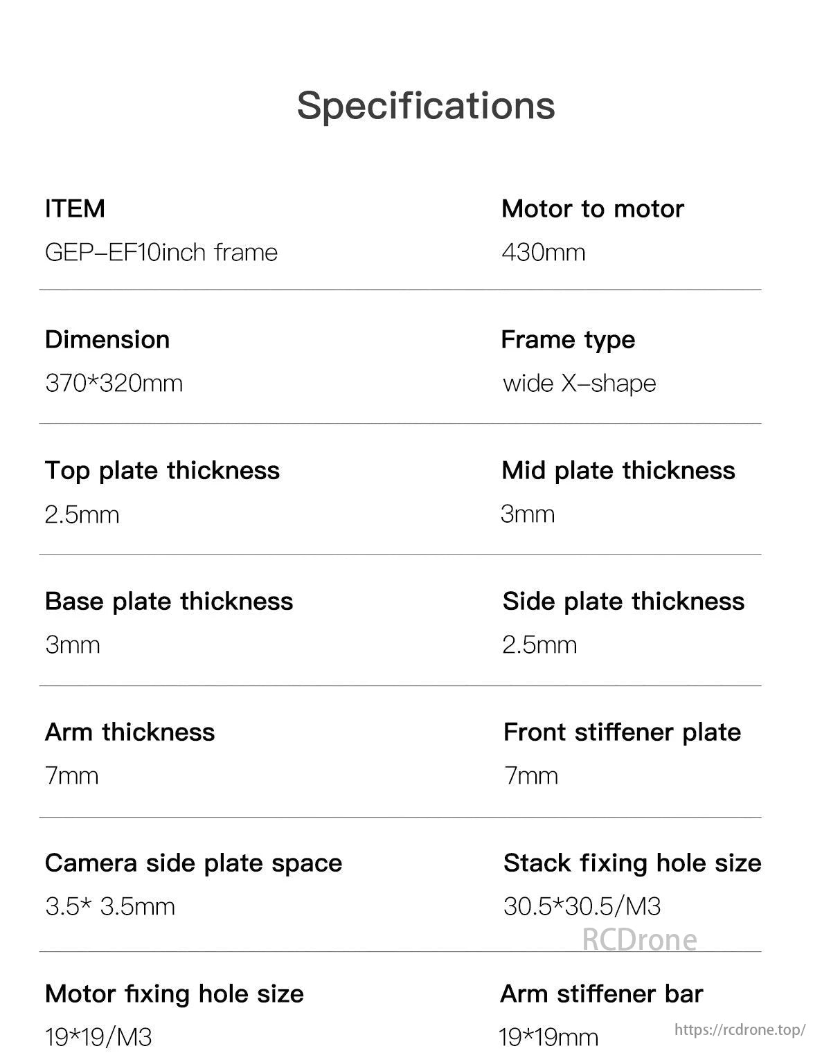 GEPRC EF10 FPV Drone, The GEPRC GEP-EF10 FPV drone frame features a 430mm wheelbase, wide X-shape design, and durable construction for high performance and component compatibility.