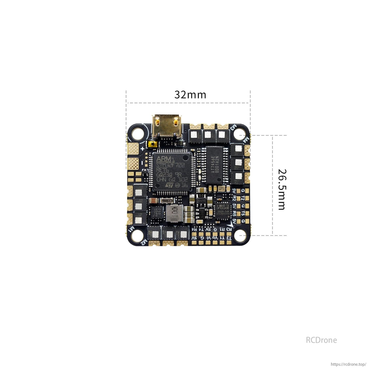 GEPRC GEP-F722-45A AIO V2 Flight Controller with STM32F722, 2–6S, 45A BLHeli_S ESC, DJI Plug. Compact 32mm x 26.5mm for FPV drones.