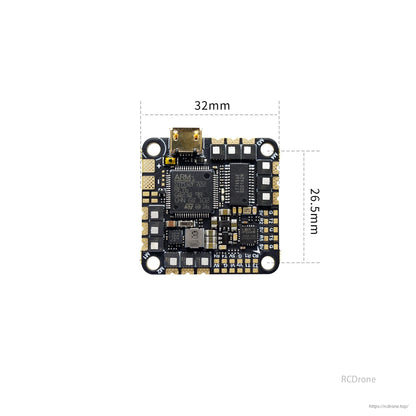 GEPRC GEP-F722-45A AIO V2 Flight Controller with STM32F722, 2–6S, 45A BLHeli_S ESC, DJI Plug. Compact 32mm x 26.5mm for FPV drones.