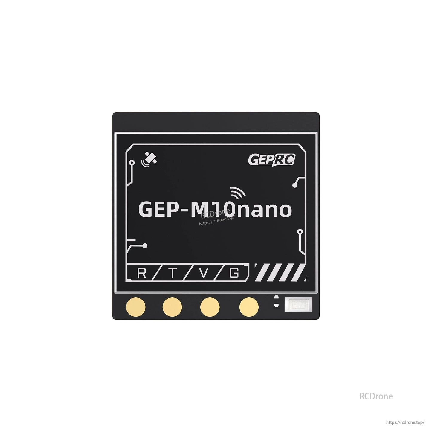 GEPRC GEP-M10 Series GPS, GEPRC GEP-M10nano GPS module board with R T V G solder pads and compact square design