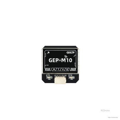 GEPRC GEP-M10 Series GPS, GEPRC GEP-M10 GPS module with 4-pin connector and labeled R T V G pads on a compact black PCB
